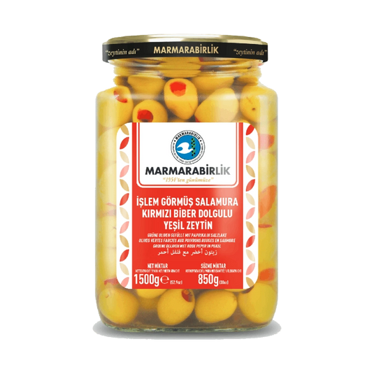 Marmarabirlik Pepper Stuffed Green Olives 4XL Jar 850g